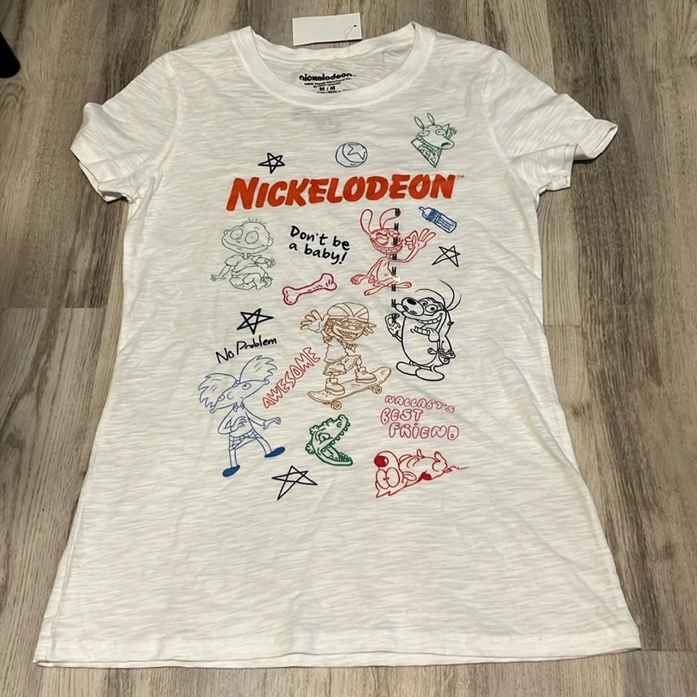 Nickelodeon White Rugrats Medium Fitted Tee Don’t Be A Baby NWT - Picture 1 of 3